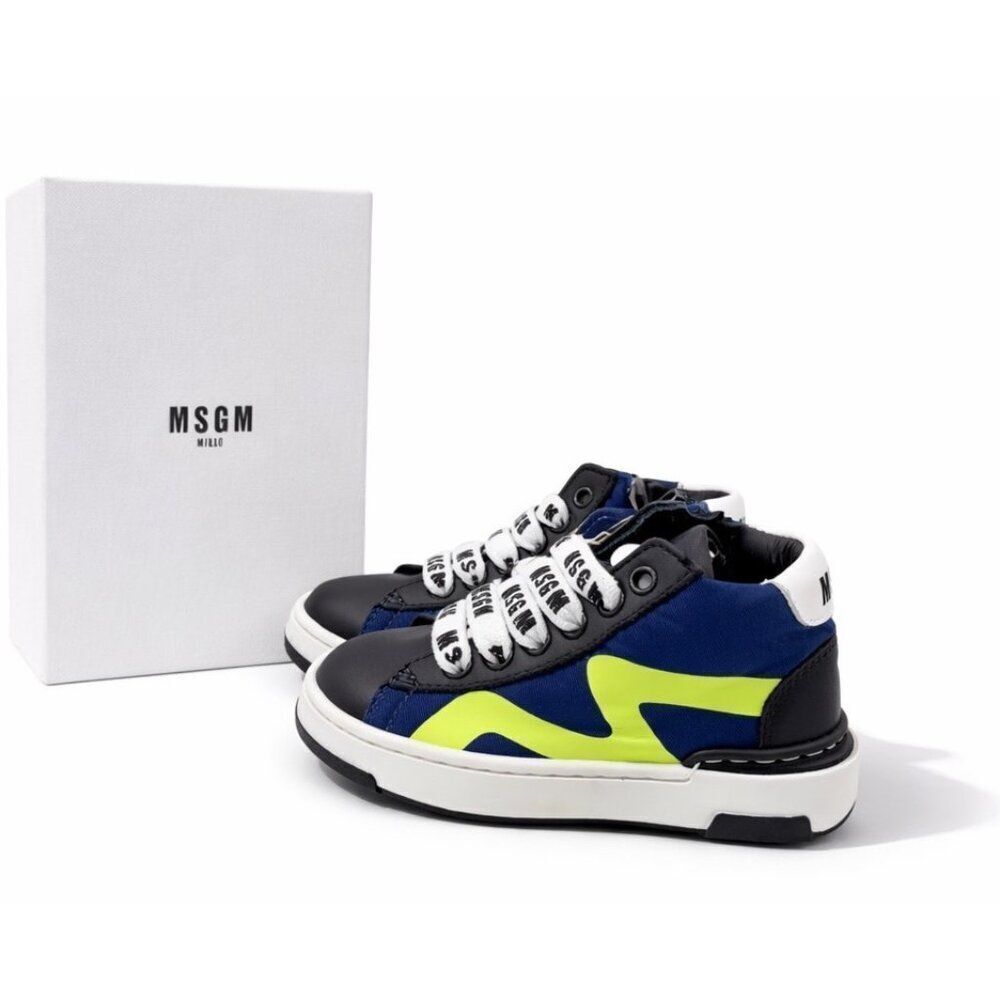 MSGM Toddler Infant BOMB.451+PAND Leather Neoprene High-Top Sneakers Size 21 EU